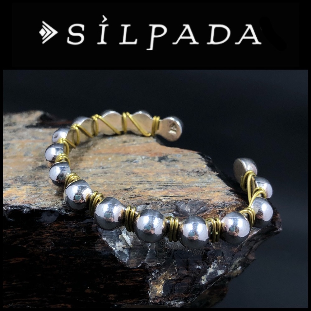 Silpada Sterling Silver and Brass Wire Cuff Bracelet